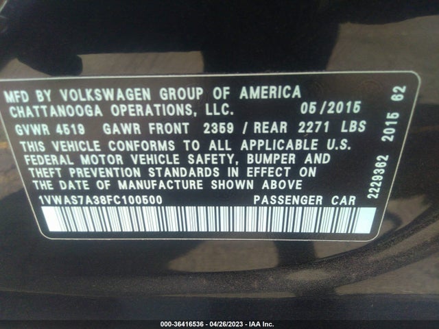 1VWAS7A38FC100500 Volkswagen Passat 1.8t Limited Edition