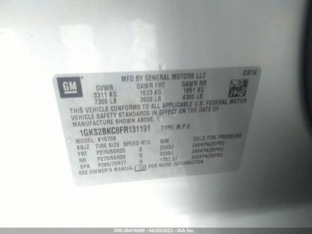 1GKS2BKC8FR131191 GMC YUKON SLT