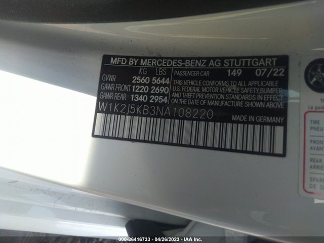 2022 Mercedes-Benz CLS-Class, VIN: W1K2J5KB3NA108220