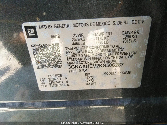 Chevrolet EQUINOX LS 2019 3GNAXHEV2KS506287 Image 11