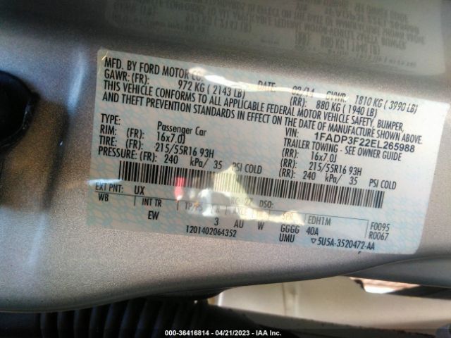 1FADP3F22EL265988 Ford FOCUS SE