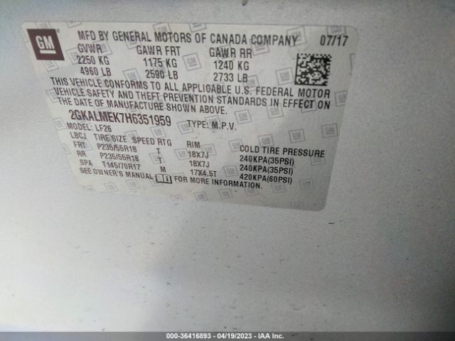2GKALMEK7H6351959 GMC Terrain Sle