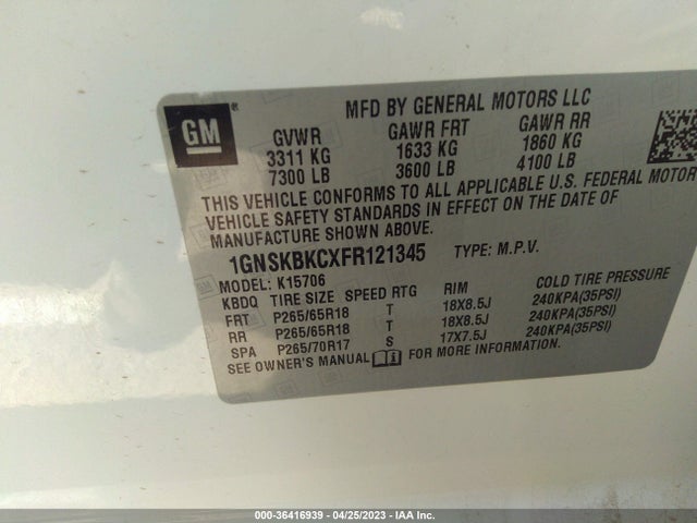 Chevrolet Tahoe Lt 2015 1GNSKBKCXFR121345 Image 10