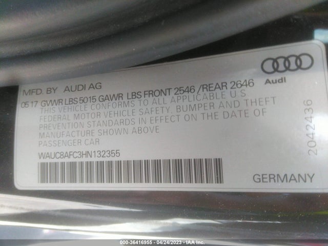 WAUC8AFC3HN132355 Audi A6 PREMIUM