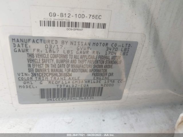 3N1CE2CP5HL368534 Nissan Versa Note Sv