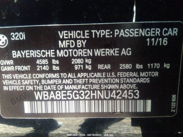 WBA8E5G32HNU42453 BMW 3 Series 320i Xdrive