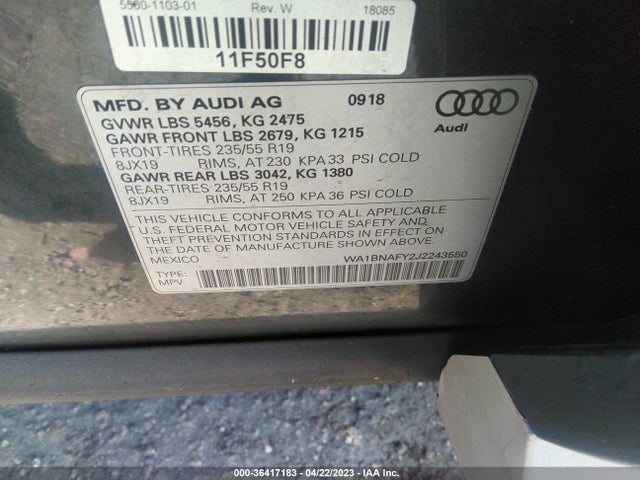 WA1BNAFY2J2243550 Audi Q5 Premium Plus
