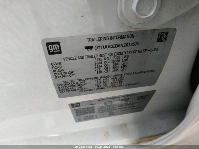 1GTUUCED6NZ613570 GMC Sierra 1500 Elevation
