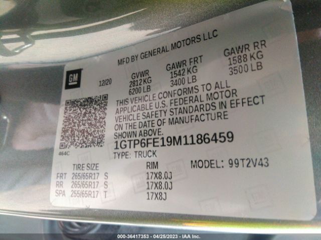 1GTP6FE19M1186459 GMC Canyon 4wd At4 W/leather