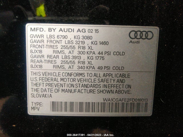 WA1CGAFE2FD018013 Audi Q7 3.0t Premium