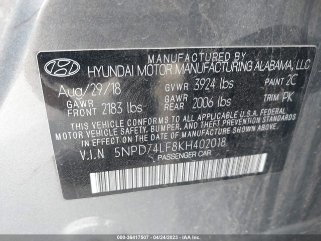 Hyundai ELANTRA SE 2019 5NPD74LF8KH402018 Image 9
