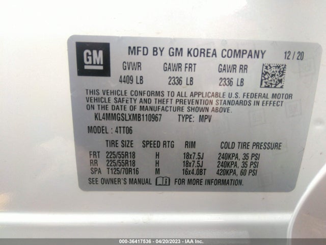 2021 BUICK ENCORE GX ESSENCE VIN: KL4MMGSLXMB110967