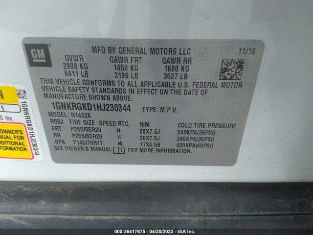 Chevrolet Traverse Lt 2017 1GNKRGKD1HJ230344 Image 9