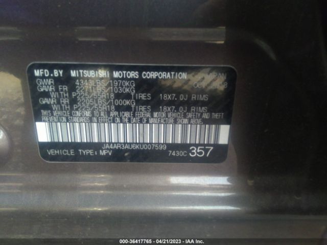 JA4AR3AU6KU007599 Mitsubishi Outlander Sport 2.0