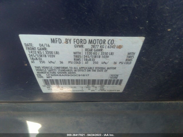 Ford UTILITY POLICE 2016 1FM5K8AR9GGC91817 Image 10