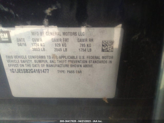 Chevrolet SONIC LTZ 2016 1G1JE5SB2G4161477 Image 10