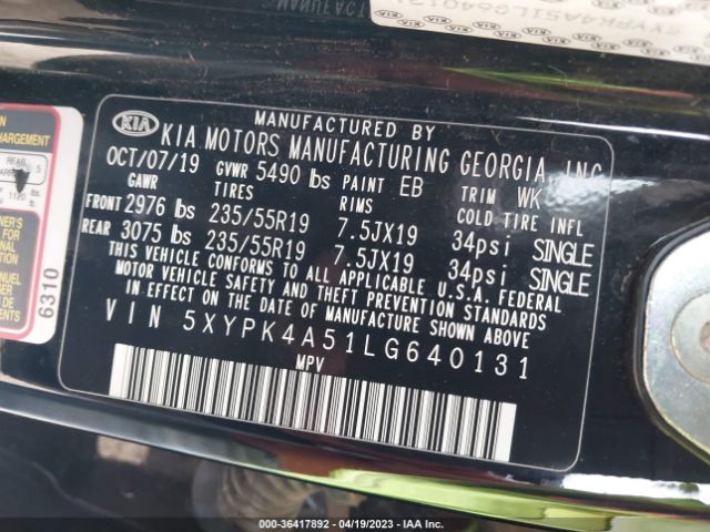 5XYPK4A51LG640131 KIA Sorento Sx V6