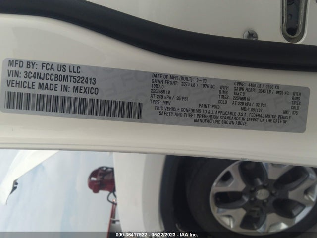 3C4NJCCB0MT522413 Jeep Compass Limited