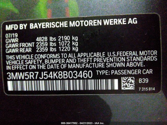 3MW5R7J54K8B03460 BMW 3 Series 330i Xdrive
