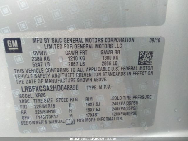 LRBFXCSA2HD048390 Buick Envision Preferred