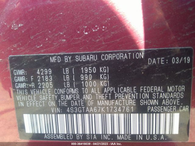 4S3GTAA67K1734761 Subaru Impreza