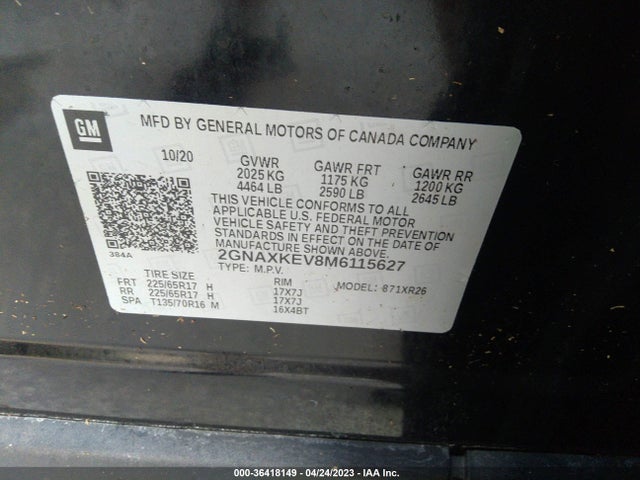 Chevrolet EQUINOX LT 2021 2GNAXKEV8M6115627 Image 9
