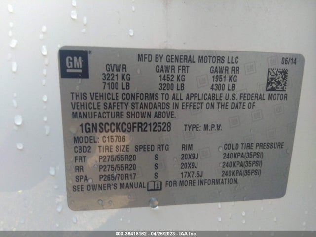 Chevrolet Tahoe Ltz 2015 1GNSCCKC9FR212528 Image 10