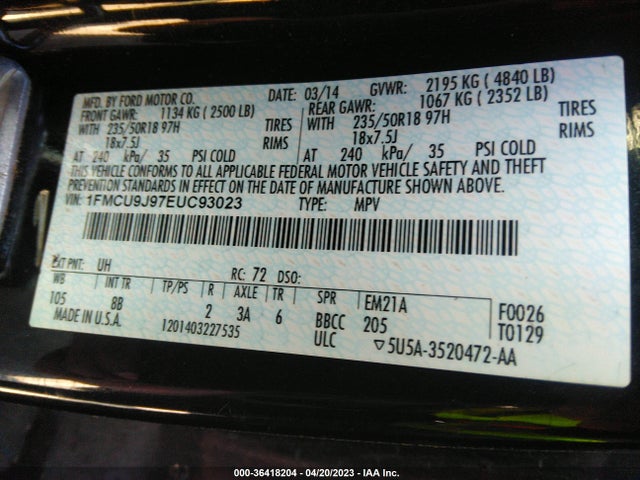 Ford Escape Titanium 2014 1FMCU9J97EUC93023 Image 10
