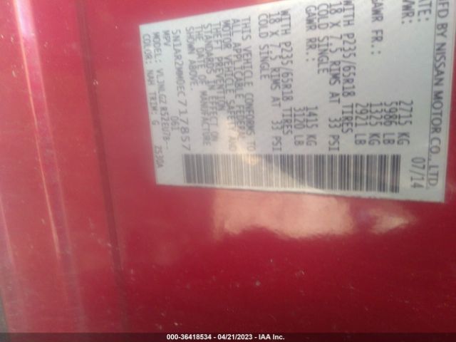 5N1AR2MM0EC717857 Nissan Pathfinder Sl