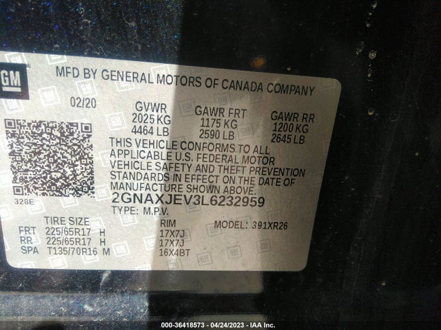 Chevrolet EQUINOX LT 2020 2GNAXJEV3L6232959 Image 10