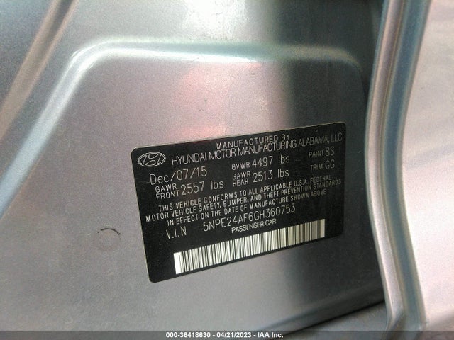 Hyundai Sonata 2.4l Se 2016 5NPE24AF6GH360753 Image 10