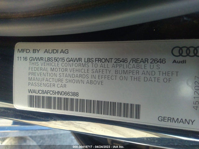 WAUC8AFC5HN066388 Audi A6 PREMIUM