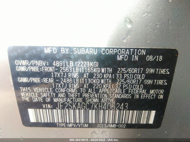JF2SKAGC7KH406243 Subaru Forester Premium