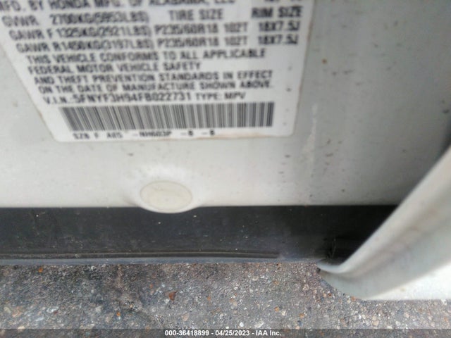 Honda Pilot Touring 2015 5FNYF3H94FB022731 Image 9