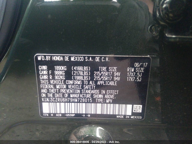 Honda Hr-v Ex-l Navi 2017 3CZRU6H79HM728015 Image 11