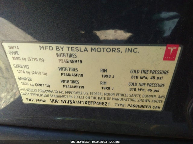 5YJSA1H1XEFP49521 Tesla Model S 60 Kwh Battery/p85
