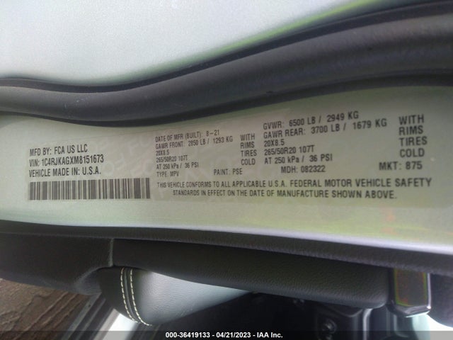 1C4RJKAGXM8151673 Jeep Grand Cherokee L Altitude