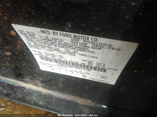 2013 FORD FLEX SE VIN: 2FMGK5B87DBD11238