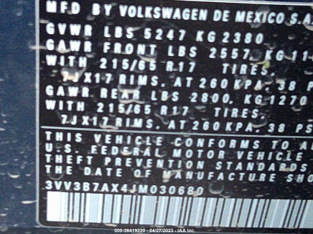 3VV3B7AX4JM030680 Volkswagen Tiguan Sel/se