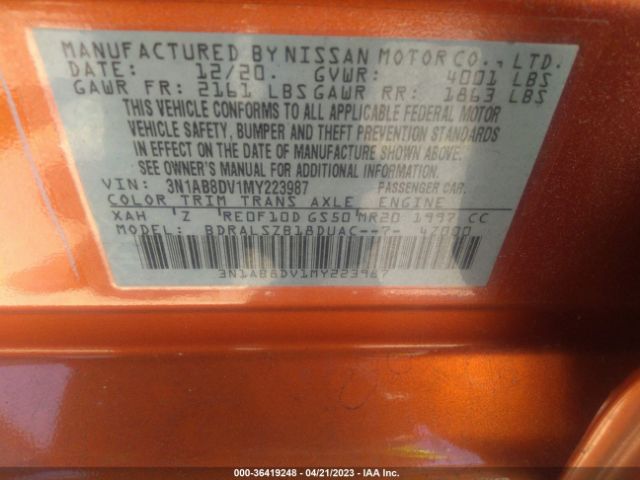 3N1AB8DV1MY223987 Nissan SENTRA SR