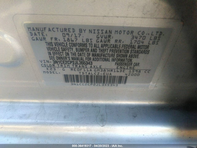 Nissan Versa Note S 2018 3N1CE2CP2JL355343 Image 10