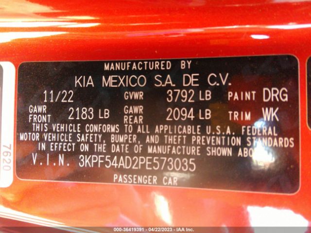 3KPF54AD2PE573035 KIA Forte Gt-line