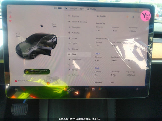 2023 TESLA MODEL Y LONG RANGE VIN: 7SAYGDEE0PF624308