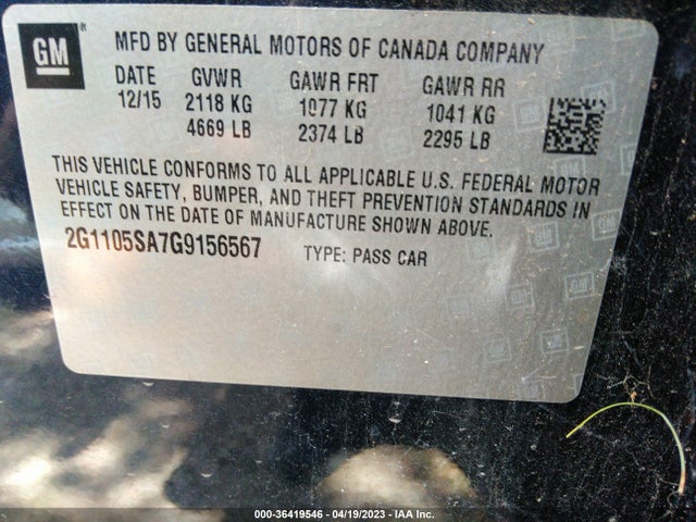 Chevrolet IMPALA LT 2016 2G1105SA7G9156567 Image 11