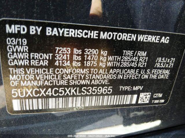 5UXCX4C5XKLS35965 BMW X7 Xdrive50i