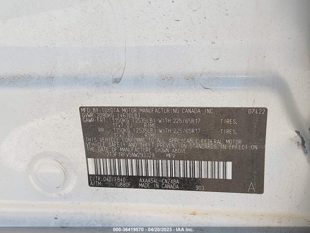 Toyota RAV4 LE 2022 2T3F1RFV5NW293329 Image 9