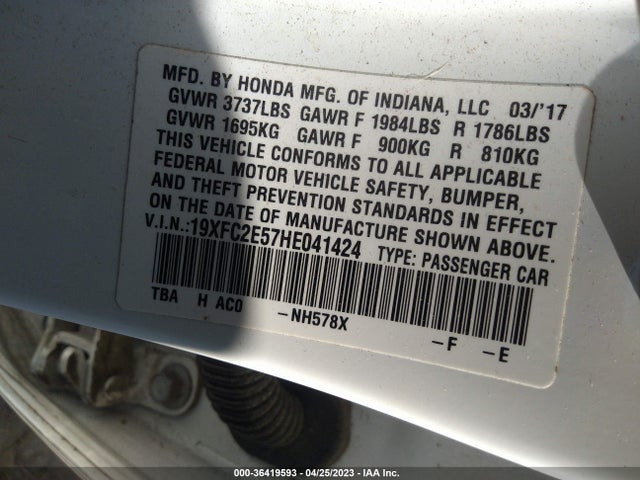 Honda Civic Sedan Lx 2017 19XFC2E57HE041424 Image 9
