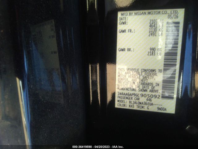 1N4AA6AP9GC905092 Nissan Maxima 3.5 S