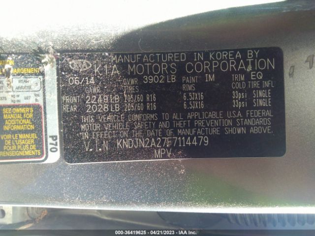 KNDJN2A27F7114479 KIA Soul Base
