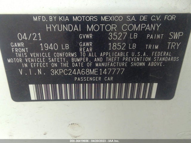Hyundai ACCENT SE 2021 3KPC24A68ME147777 Image 9